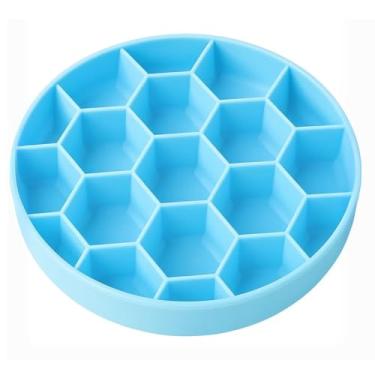 Imagem de Comedouro Lento Nyp Colmeia com Ventosa Para Cães e Gatos Grandes (Azul Bebê)