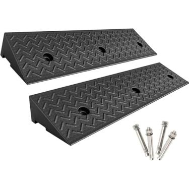 Imagem de MOMOBC 1 pacote de rampa de freio de borracha rampas de limite resistentes rampas de entrada de garagem com estrutura de grade estável para carros, cadeiras de rodas, motocicletas (100 x 50 x 14 cm