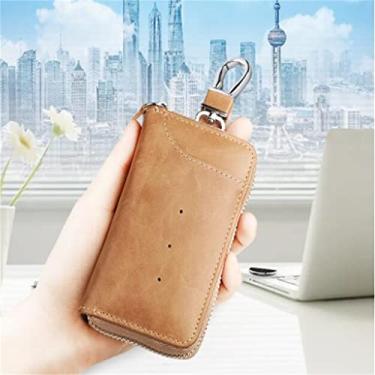 Imagem de Porta-chaves de carro de camada masculina feminina universal de couro mini multifuncional