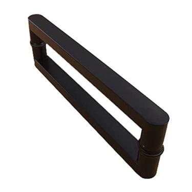Imagem de FAFACAI Puxadores grandes de aço inoxidável espesso, porta deslizante endurecida de vidro de madeira preto e branco puxador fosco (preto comprimento: 100 cm (39,4 polegadas)) (comprimento preto: 60 cm