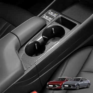 Imagem de Amzcar Acabamento da capa do painel de câmbio de marchas, console de botão de mudança de marchas do carro, acabamentos de painel, capa de moldura de suporte de copo, compatível com acessórios Hyundai