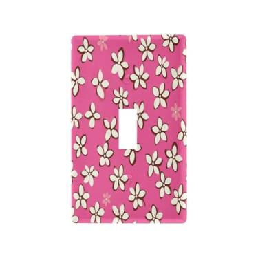 Imagem de Wassud Placa de cobertura de interruptor de luz linda flor decorativa capa de tomada placa de parede para tomadas elétricas interruptor único 4,53 x 2,76 polegadas