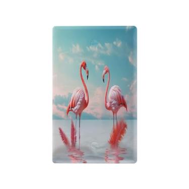Imagem de Wassud Placa de cobertura para interruptor de luz, capas de tomadas duplas, placa de parede, flamingo fofo, decoração de casa, sala de estar, quarto, decoração