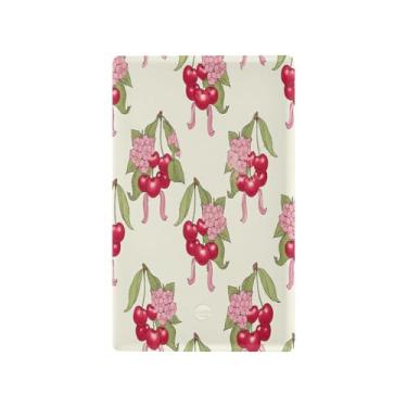 Imagem de Wassud Cerejas maduras com laços, interruptor de luz, placa decorativa para tomadas, placa de parede para tomadas elétricas em branco 11 x 7 cm