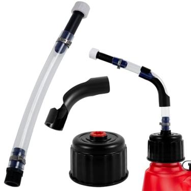 Imagem de Mangueira de jarra de combustível de corrida com 2 argolas de ferro antivazamento, mangueira de enchimento de combustíveis com tampa de tanque de combustível, kit de dobrador de mangueira de