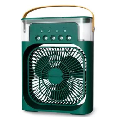 Imagem de Ventilador Portátil 3 em 1 com Umidificador e Ar Condicionado, 3 Velocidades, 7 Luzes LED, Climatizador de Ar com Reservatório de Água e Gelo, USB, Silencioso para Casa, Escritório e Viagem (Verde)