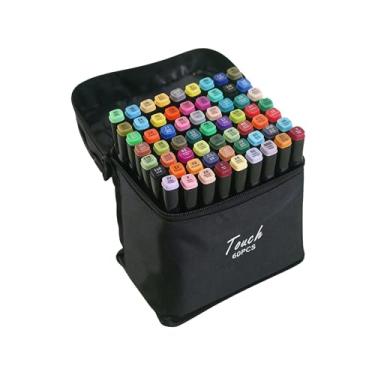 Imagem de Caneta Marcadora Permanente 24/36/48/60/80/100/120/168 Cores Ponta Dupla Kit Canetinhas Conjunto de Canetas Coloridas (60 cores)