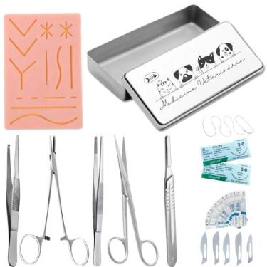 Imagem de Kit Pinça Tesoura Bisturi Porta Agulha - Love Saude, ESTOJO MEDICINA V