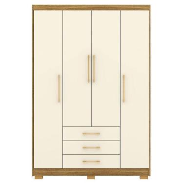 Imagem de Guarda-roupa Solteiro 4 Portas 3 Gavetas 9 Prateleiras Espada Nature-champagne