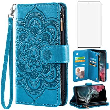 Imagem de Asuwish Capa carteira compatível com Samsung Galaxy S22 Ultra 5G e protetor de tela de vidro temperado de couro flip porta-cartão TPU capa para celular Gaxaly S22ultra 22S S 22 22ultra G5 mulheres