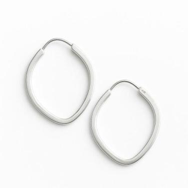 Imagem de Brinco De Prata 925 Argola Oval 2,5cm Fio Quadrado Feminino - Princesa