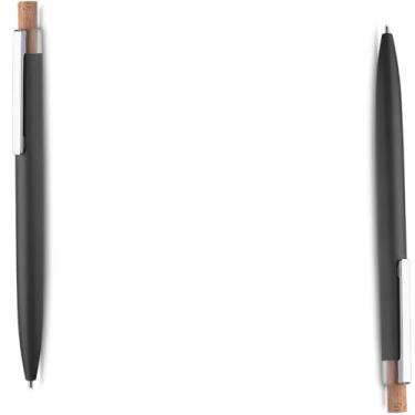 Imagem de Caneta Esferográfica em Metal com Refil Parker, Ponta Touch, Corpo Emborrachado, Escrita Azul, 1mm, Acionador em Bambu, Ambidestro (Kit 2 Azul)