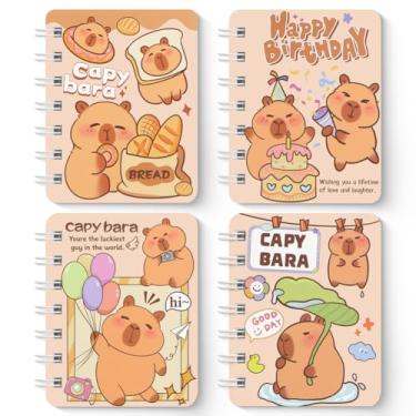 Imagem de Geluode 4 Packs Adorable Capybara Mini Spiral Notebooks, A7 3.2" x 4.1" Cute Waterproof Pocket Notepads Journal Memo Pads for Birthday Gifts Stocking Stuffers School Kids Students Rewards