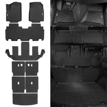 Imagem de NQOQN Tapetes de chão para todos os climas Cadillac Vistiq 2026 6 assentos tapetes de chão e tapete de porta-malas e 2º/3º tapetes de encosto para acessórios Cadillac Vistiq forro antiderrapante para