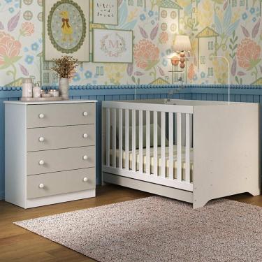 Imagem de Berço Americano 3 Em 1 Com Cômoda 4 Gavetas Encanto Multimóveis MP4687 Branco-off White