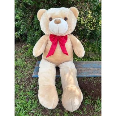 Imagem de Urso Pelúcia Gigante Antialergico Macio 1,10 Metros Com Laço (Doce de leite laço vermelho)