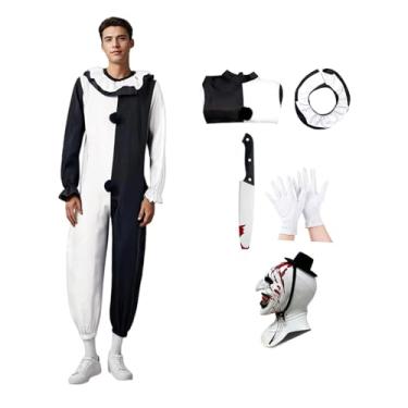 Imagem de DEZEXHOM Fantasia adulta de palhaço assassino de terror conjunto de fantasia assustadora de Halloween cosplay, Branco, G