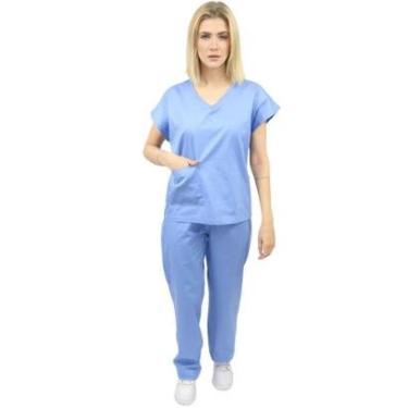 Imagem de Pijama Cirúrgico em Algodão Brim-Unissex