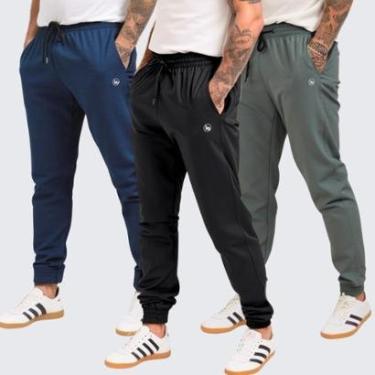 Imagem de Calça Jogger Kit 3 Skinny Tactel Elastano Premium Academia-Masculino