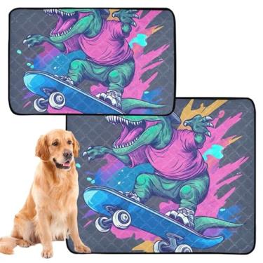 Imagem de TSENQUE Almofadas de xixi laváveis para cães, skate legal, dinossauro, gatos, reutilizáveis para animais de estimação, à prova d'água, tapetes fofos absorventes para cães, pequenos x 3 unidades