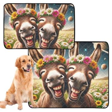 Imagem de TSENQUE Almofadas de xixi laváveis para cães, fofos, à prova d'água, antiderrapante, burro fofo, animais engraçados, animais de estimação, tapete absorvente, pequeno x pacote com 3