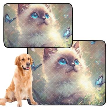 Imagem de TSENQUE Almofadas de xixi para cães, lavável, impermeável, tapete de cercadinho para cães, ragdoll, gato, borboletas, almofada reutilizável para animais de estimação, gatos, absorventes para cães