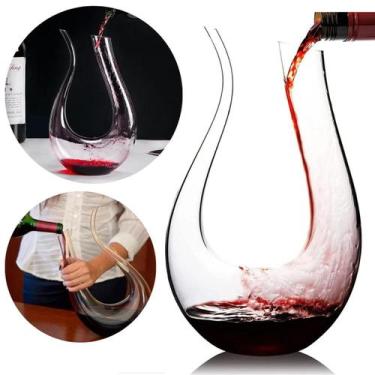 Imagem de Decanter Para Vinho 1,4L em Vidro Decantador em U - Amarinne Home