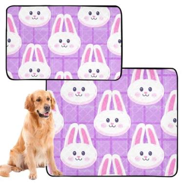 Imagem de Almofadas de xixi roxas fofas de desenho animado para cães, almofada reutilizável para gatos, tapete impermeável para gaiolas de cachorro, absorventes de cachorro, almofadas de penico, médio + grande