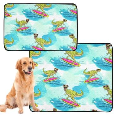 Imagem de Cool Tyrannosaurus Rex Ocean Animal Pet Pee Pads para cães Tapete impermeável para caixa de animais de estimação Pad para gatos Absorventes Cachorros Almofada de penico, médio + grande, conjunto de 2