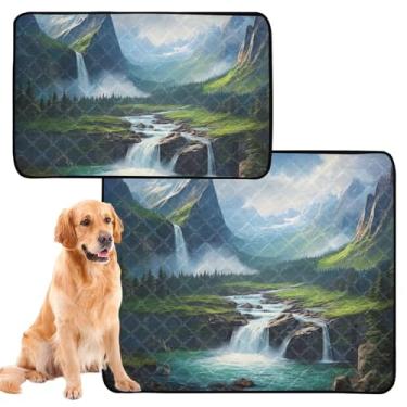 Imagem de TSENQUE Tapete reutilizável para animais de estimação de paisagem de montanha, tapete lavável para xixi, tapete impermeável para cães, absorventes de cachorro, almofadas de penico, pequeno x pacote