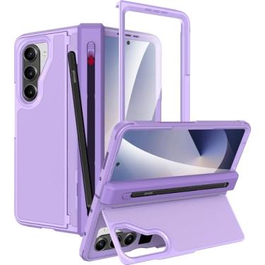 Imagem de Miimall Capa para Samsung Galaxy Z Fold 6 com suporte para S Pen e S Pen suporte oculto protetor de tela embutido protetor de tela protetor de dobradiça resistente à prova de choque sem fio capas de