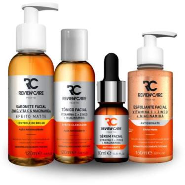 Imagem de Kit Limpeza Facial Vitamina C Sabonete + Esfoliante + Tônico + Sérum R