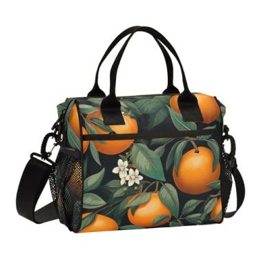 Imagem de GAIGEO Lancheira isolada para adultos com desenho de laranjas, lancheira, lancheira de escritório, M