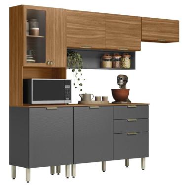 Imagem de Cozinha Modulada 4 Pecas 250 cm MDP Alba Amendola Grafito Prime Demobile