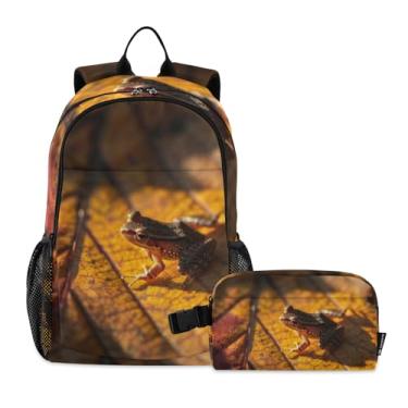 Imagem de Mochila leve com estampa de leopardo vermelho com lancheira, mochila para adolescentes escolares, mochila para meninas adolescentes, sapo (4), tamanho único