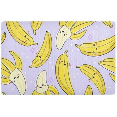 Imagem de TSENQUE Capacho personalizado engraçado banana fruta capachos engraçados ao ar livre tapetes de porta externos antiderrapante tapete de sapato impermeável 81 x 50 cm