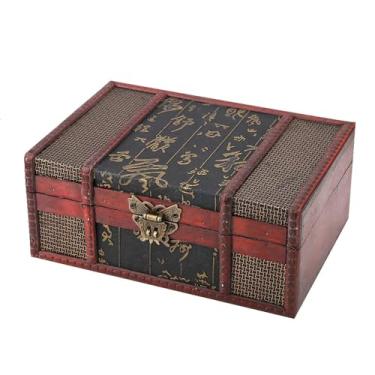 Imagem de Phefop Caixa de Armazenamento de Madeira Vintage, Pequeno Livro de Estilo Chinês e Caixa Organizadora de Joias Com Tampa, Porta-documentos de Arquivo Decorativo, Presente para (Estilo chinês com