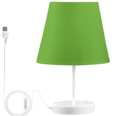 Imagem de TSENQUE Candeeiro de mesa lateral USB verde bonito candeeiro de cabeceira personalizado para mesa de cabeceira lâmpadas LED reguláveis para quarto de crianças estéticas