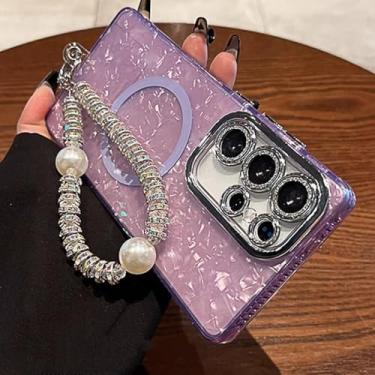 Imagem de Capa com cordão de mão com estampa de concha para Samsung S25 Ultra, capa para Galaxy S24 S23 A56 A56, película com lente brilhante, A6, para Samsung S24