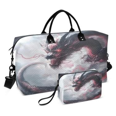 Imagem de CEBUGI Bolsa esportiva feminina acolchoada com dragão grande, bolsa de viagem de fim de semana, bolsas hospitalares para trabalho de parto e parto