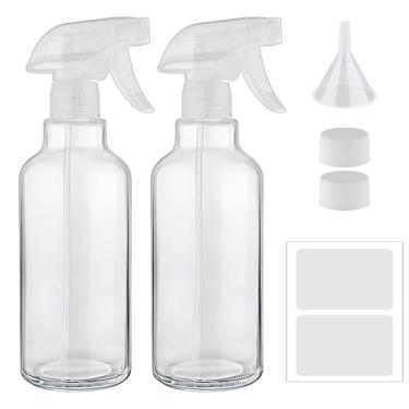 Imagem de Cosywell Frascos de spray de vidro vazios Boston garrafa redonda recipiente recarregável para óleos essenciais com funil lables produtos de limpeza, C - Transparente