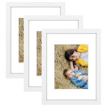 Imagem de Golden State Art, Porta-retrato 22 x 30,5 cm, pacote com 3, fosco, 15,8 x 20,3 cm, com acrílico, conjunto de molduras para galeria - Montagem na parede (branco, pacote com 3)