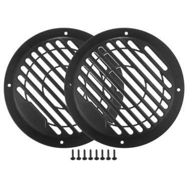 Imagem de ACROPIX Capa de grade de alto-falante de carro universal de 11,4 cm redonda de 4,5 polegadas capa protetora de subwoofer com parafusos de montagem ABS preto - pacote com 2