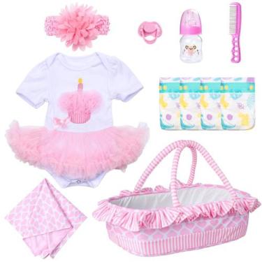 Imagem de Roupas de boneca Reborn Baby Doll Vestido rosa Babyfere de 43 a 56 cm 