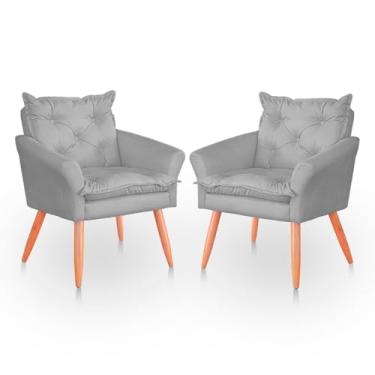 Imagem de Kit 02 Cadeira Poltrona para Sala e Quarto Confortável e Reforçada (Cinza)