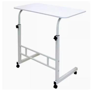 Imagem de Mesa Notebook Rodinhas Altura Ajustavel Home Office Multifuncional Computador Escrivaninha Sala Mesa，Ateral para Sofá，Portatil ，Ajustavel(BRANCO)