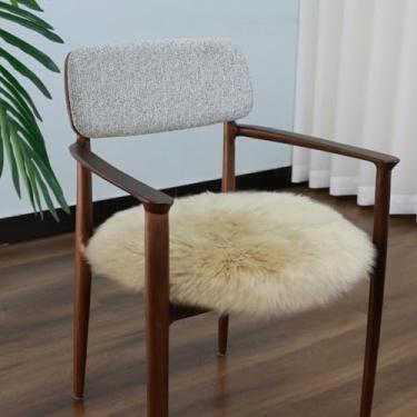 Imagem de IRIWOOL Capa de cadeira quadrada pele de carneiro almofada de assento tapetes super macios (marrom claro, redondo 42 cm (pacote com 1))