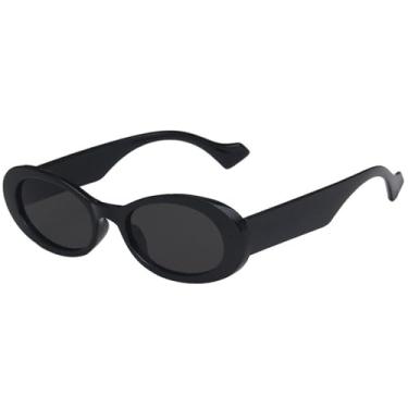Imagem de Óculos de Sol Femininos com Armação Oval Pequena em Cores Candy, Proteção UV400, Ideais para Esportes ao Ar Livre, Corrida e Ciclismo, nas Cores Preto e Cinza.