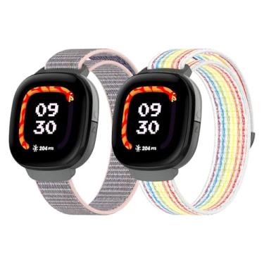 Imagem de ESeekGo Pulseiras de nylon compatíveis com Fitbit Google Ace LTE (2024) para crianças, pulseiras esportivas respiráveis de substituição de gancho e laço, pulseira colorida macia ajustável para meninos