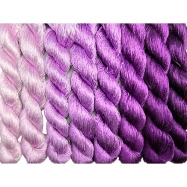 Imagem de RUSHIGUAN 100% pura natureza amoreira fio de seda acessório de joias flores artificiais ponto cruz bordado fio diy kits de costura 8 cores gradientes 110 m cada (28)